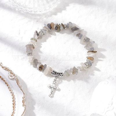 Браслеты из бусин с натуральным лабрадоритом BJEW-JB12316-01-1