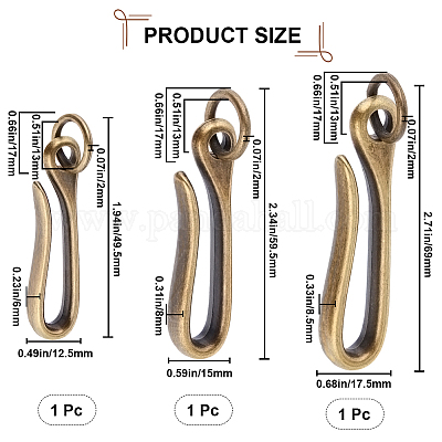3 шт. 3 стиля застежки-крючки из сплава в тибетском стиле FIND-CP0001-72-1