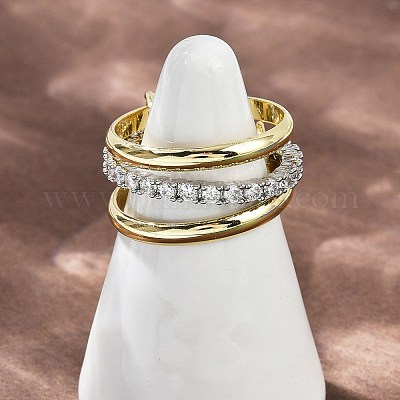 Латунные микро проложить пальцев кольца кубического циркония RJEW-D325-01PG-08-1