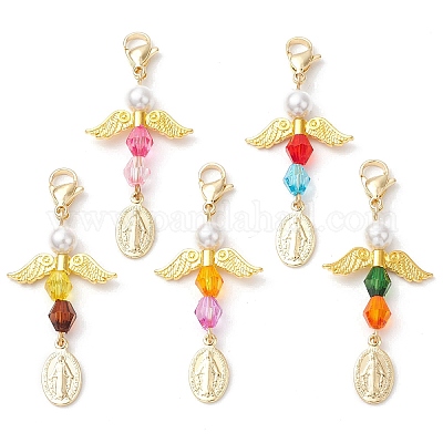 Подвеска в виде ангела из акрила и ракушек HJEW-JM02459-1