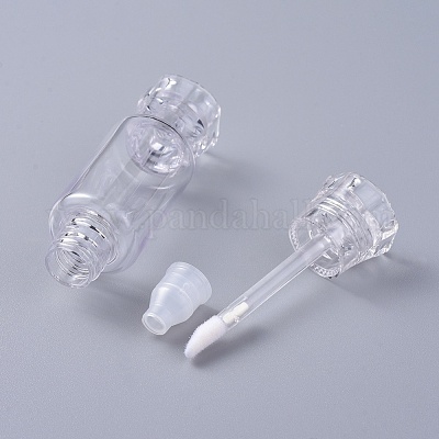 Transparent Small Plastic Bottles, Lip Gloss Bottles, Adorable Candy,  Clear, 7.5x2.3cm, Capacity: 9g, 12pcs/set