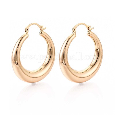 Латунные серьги обруча EJEW-T047-101G-1