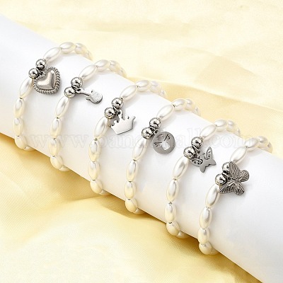 Браслеты с подвесками из нержавеющей стали 304 для женщин BJEW-C098-14P-1