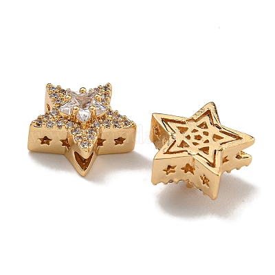 Латунные микро проложить кубического циркония бусы KK-U037-08G-01-1