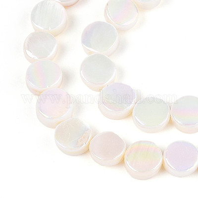 Нити бусин из натуральных пресноводных раковин с гальваническим покрытием SSHEL-T017-31-1