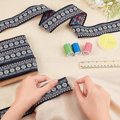 10 ярд полиэфирные ленты с вышивкой в этническом стиле OCOR-FH0001-12-1