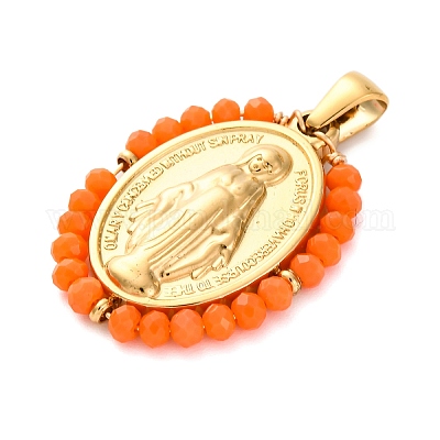 Ионное покрытие (ip) 304 нержавеющая сталь граненые рондель овальные подвески с травяным покрытием STAS-Z100-04G-07-1