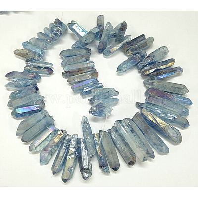 Гальванизировать природных самородков кварцевых хрустальные бусины прядей G-O065-03C-1