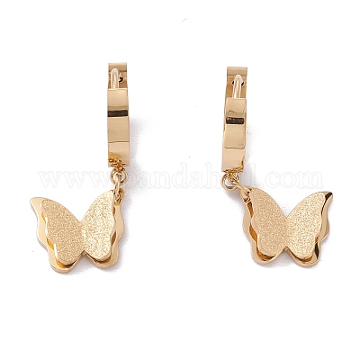 Серьги-кольца из текстурированной нержавеющей стали 304 с ионным покрытием (IP) EJEW-P191-29-1