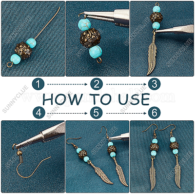 SUNNYCLUE 1 Box DIY 10 Pairs Turquoise Bead Dangle