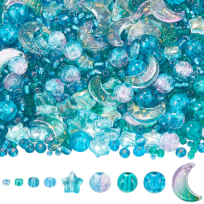 Прозрачные стеклянные бусины смешанного стиля GLAA-SC0002-18B-1