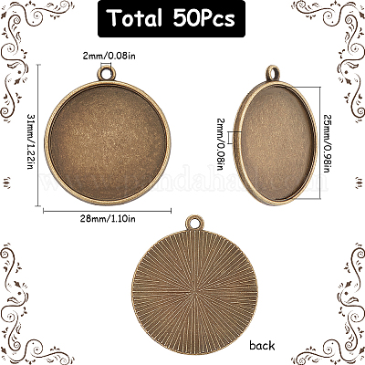50 шт. плоская круглая оправа для подвески из сплава в форме кабошона TIBEP-SC0002-90-1