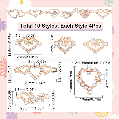 40 шт. 10 стиля сплава кристаллов стразы соединительные подвески ALRI-SC0001-31-1
