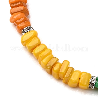 Браслеты на ногу из натуральных окрашенных пресноводных ракушек с бусинами в форме чакры AJEW-AN00745-1