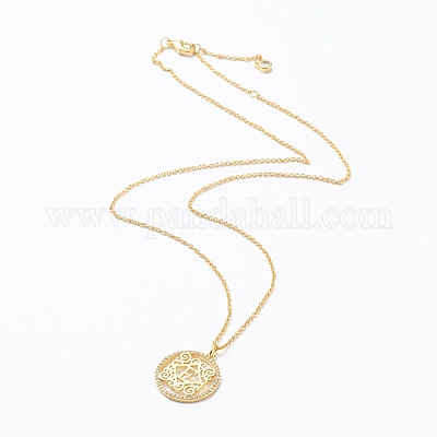 Ожерелья с подвесками из латуни с прозрачным кубическим цирконием NJEW-J059-01E-1