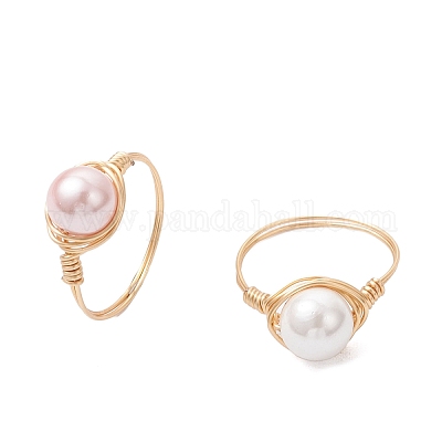 2 шт. перстни с ракушечным жемчугом RJEW-JR00946-1