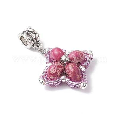 Европейские подвески-шармы в форме звезды из окрашенной синтетической императорской яшмы и стеклянных бусин PALLOY-MZ00693-02-1