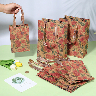 8 шт. 2 стиля бумажная упаковка с принтом в виде розы rotro&nbsp;ABAG-BBC0001-32-1