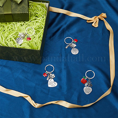 3 шт. 3 стиля День учителя плоский круглый и сердце со словами брелок KEYC-GF0001-10-1