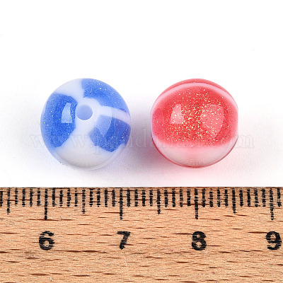 Двухцветные бусины из непрозрачной смолы X1-RESI-N042-12mm-16-1