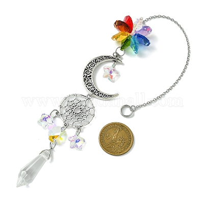 Луна в тибетском стиле из сплава подвесные украшения HJEW-TA00280-1