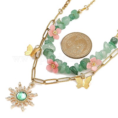 Ожерелья с подвесками в виде бабочек из сплава смолы и латуни NJEW-JN05468-04-1