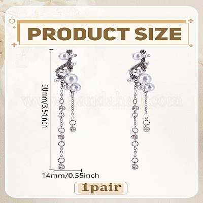 1 пара серег-каффов с кисточками из сплава со стразами&nbsp;EJEW-LP0012-19-1