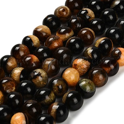 Окрашенные естественный агат бисер пряди G-G203-10C-10mm-1