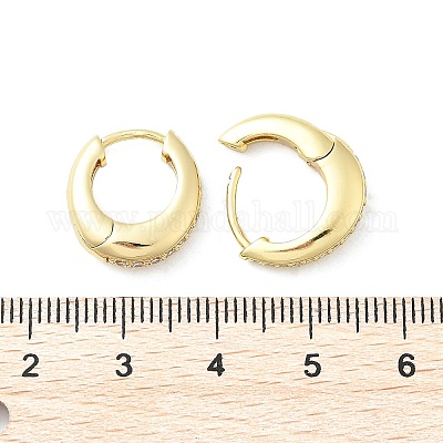 Овальные серьги-кольца из латуни с микропаве из прозрачных кубических цирконий EJEW-D311-133G-1