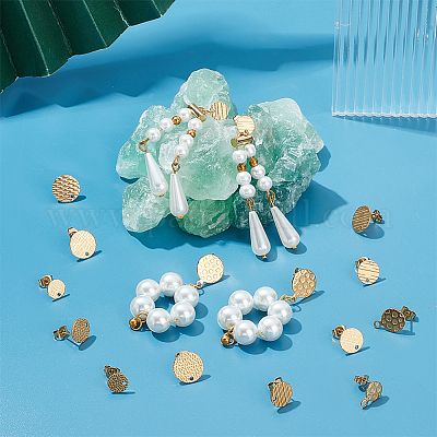 15 стиль текстурированной плоской круглой фурнитуры для сережек-гвоздиков из нержавеющей стали 304 STAS-MA0001-06G-1