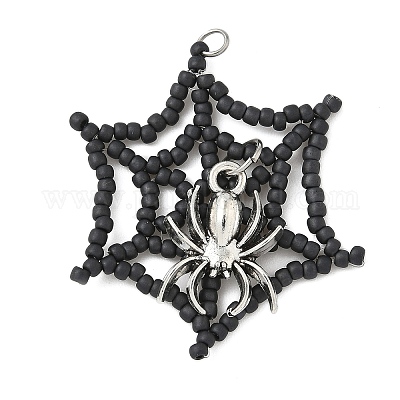 Подвески из стеклянных бусин в виде паутины на тему хэллоуина PALLOY-MZ00779-01-1