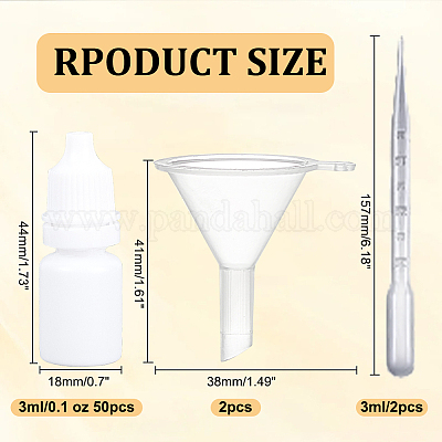 50 шт. Пластиковые флаконы для клея с 2 шт. одноразовыми пластиковыми пипетками с 2 шт. прозрачными пластиковыми воронкообразными воронками AJEW-OC0005-27B-1