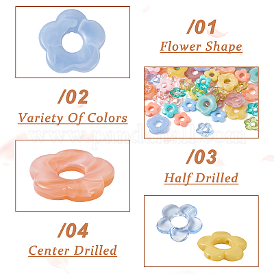 120 шт. 15 стильных прозрачных и непрозрачных акриловых бусинок OACR-BT0001-03-1