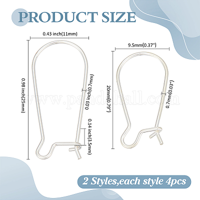 8 шт. 2 стиля 925 серьги-кольца из стерлингового серебра STER-ME0001-20-1