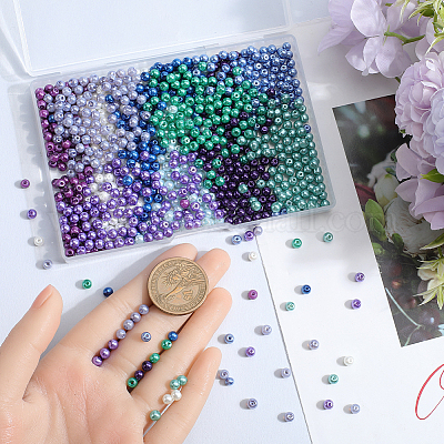 1000 шт. 10-цветные стеклянные бусины с имитацией жемчуга HY-SP0001-01C-1
