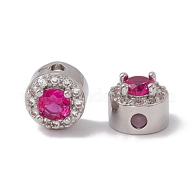 Стойки обшивки латунные микро проложить кубического циркония плоским круглых бусин KK-C007-13-1