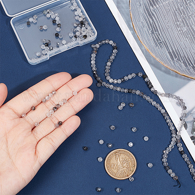 2 нити бусин из натурального рутилированного кварца G-NB0005-06-1