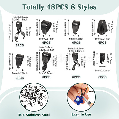 48 шт. 8 стиля защелкивающихся дужек из нержавеющей стали 304 STAS-TA0003-09-1