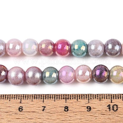 Гальванические непрозрачные стеклянные бусины EGLA-T026-8mm-05F-1