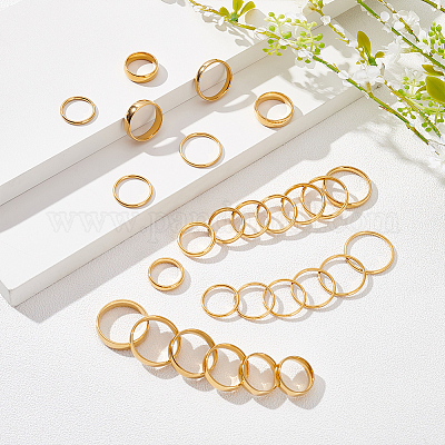 27 шт. 27 стильных кольца из нержавеющей стали для женщин RJEW-UN0003-04G-1