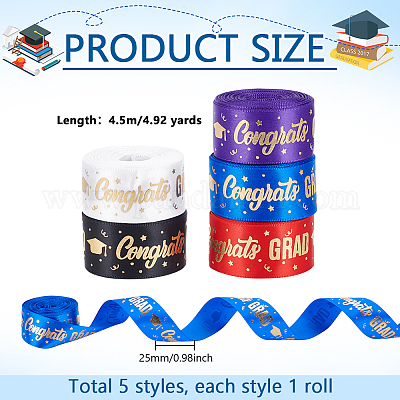 5 рулон 5-х цветных полиэстеровых лент с золотым тиснением и надписью «Поздравляю» OCOR-PH0004-41-1