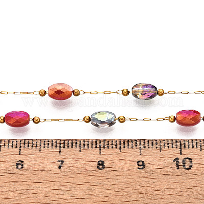 Стеклянные цепочки овальной формы ручной работы CHS-T006-35G-1