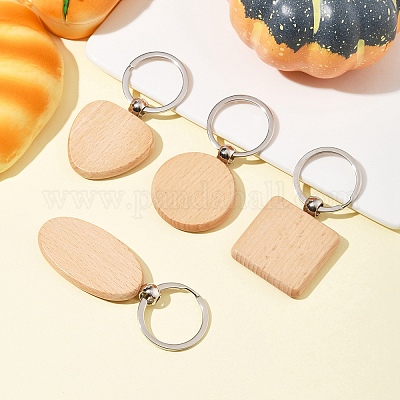 6шт брелок из натурального дерева 6 стиля HJEW-FS0001-03-1