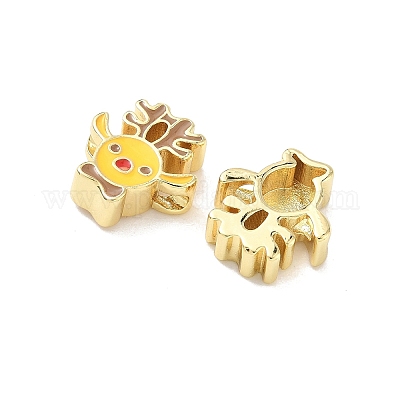 Рождественские латунные эмалевые бусины KK-I474-G04-1