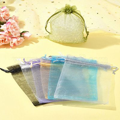 50 Sacchetti In Organza Viola 15x20 Cm Con Coulisse - Per Gioielli, Regali, Bomboniere E Matrimoni