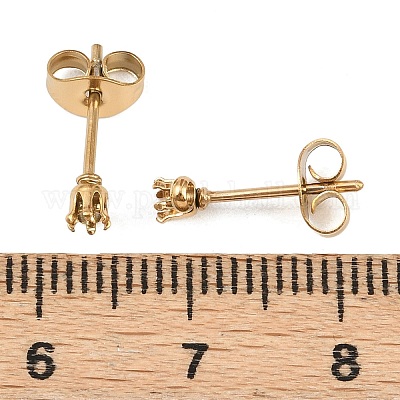 Плоская круглая фурнитура для сережек-гвоздиков из нержавеющей стали 304 STAS-D389-04A-G-1