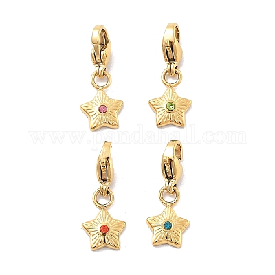 Подвеска звезда 304 из нержавеющей стали со стразами украшения STAS-M092-11G-1