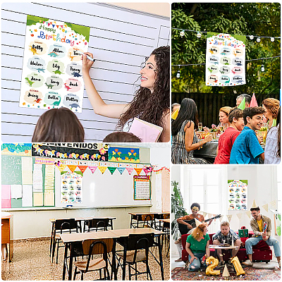 2шт многоразовые плакаты с надписью «С Днем Рождения» AJEW-WH0671-004-1