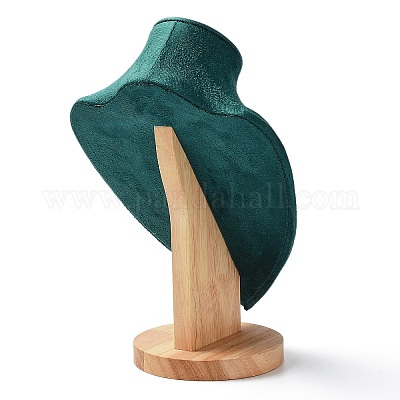 Подставки для ожерелья из бархатного бюста с деревянной основой ODIS-Q041-02B-01-1