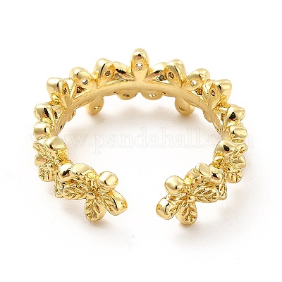 Прозрачное кольцо-манжета в виде цветка кубического циркония X-KK-H439-13G-1